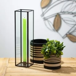 SULLIVANS Black and Brown Striped Ceramic Planter (Set of 2) -VIGORO Store black and brown striped sullivans plant pots pr2715 4f 1000