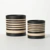 SULLIVANS Black and Brown Striped Ceramic Planter (Set of 2) 1 SULLIVANS Black and Brown Striped Ceramic Planter (Set of 2) -VIGORO Store black and brown striped sullivans plant pots pr2715 64 1000