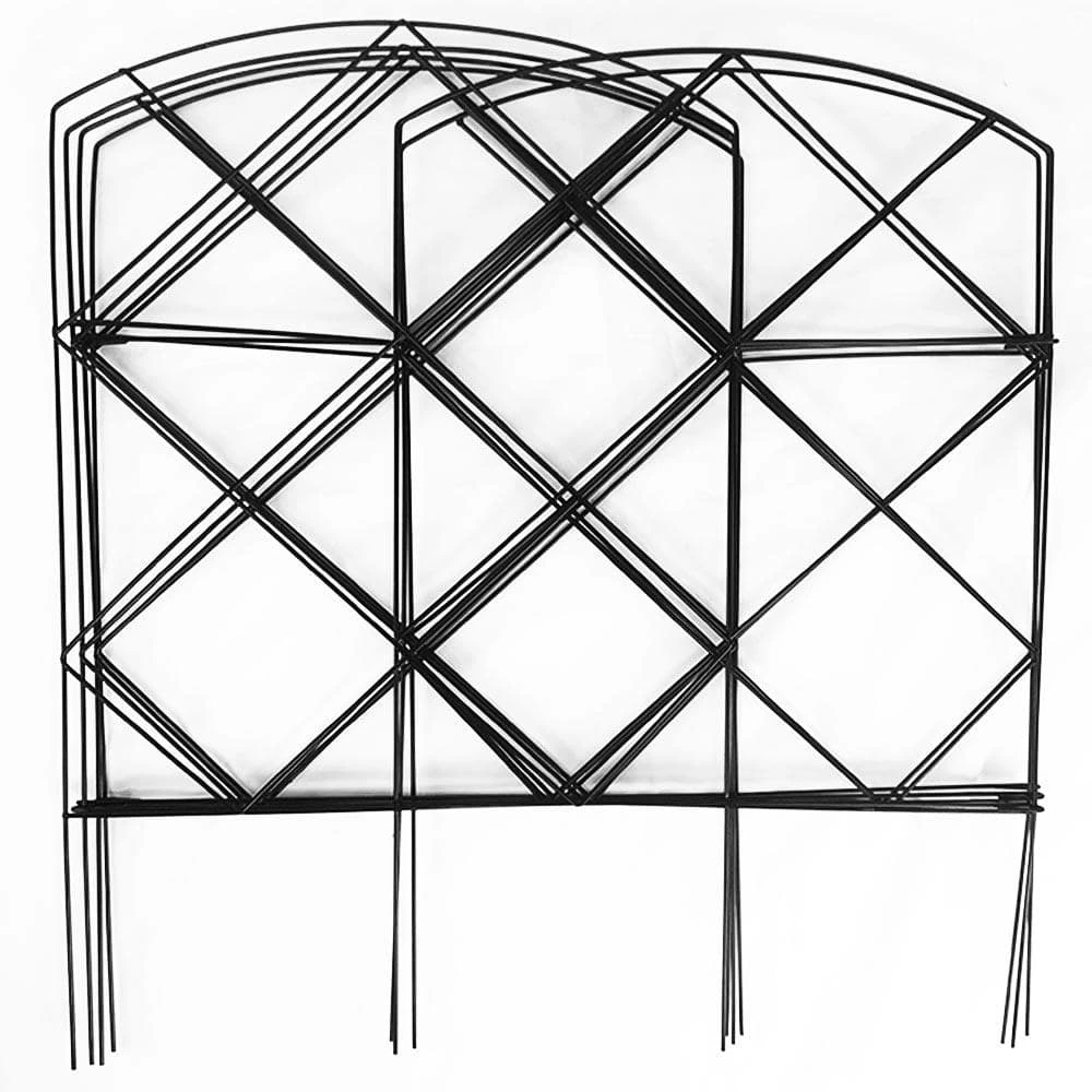 Vigoro 18 in. Lattice Black Folding Metal Garden Fence 3 Vigoro 18 in. Lattice Black Folding Metal Garden Fence