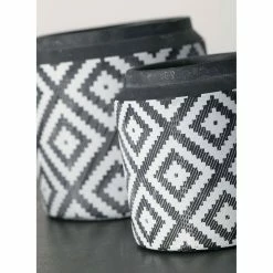 SULLIVANS Black Cement Flower Pots (Set of 2) 9 SULLIVANS Black Cement Flower Pots (Set of 2) -VIGORO Store black sullivans plant pots cmt1174 1f 1000