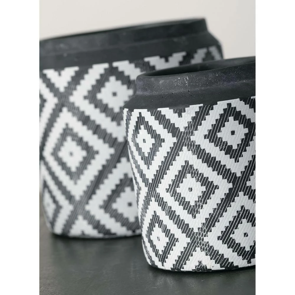 SULLIVANS Black Cement Flower Pots (Set of 2) 6 SULLIVANS Black Cement Flower Pots (Set of 2) - Image 4