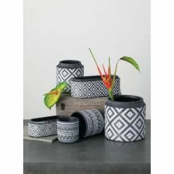 SULLIVANS Black Cement Flower Pots (Set of 2) 8 SULLIVANS Black Cement Flower Pots (Set of 2) -VIGORO Store black sullivans plant pots cmt1174 4f 1000