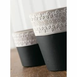 SULLIVANS Black Cement Flower Pots (Set of 2) -VIGORO Store black sullivans plant pots cmt1175 4f 1000