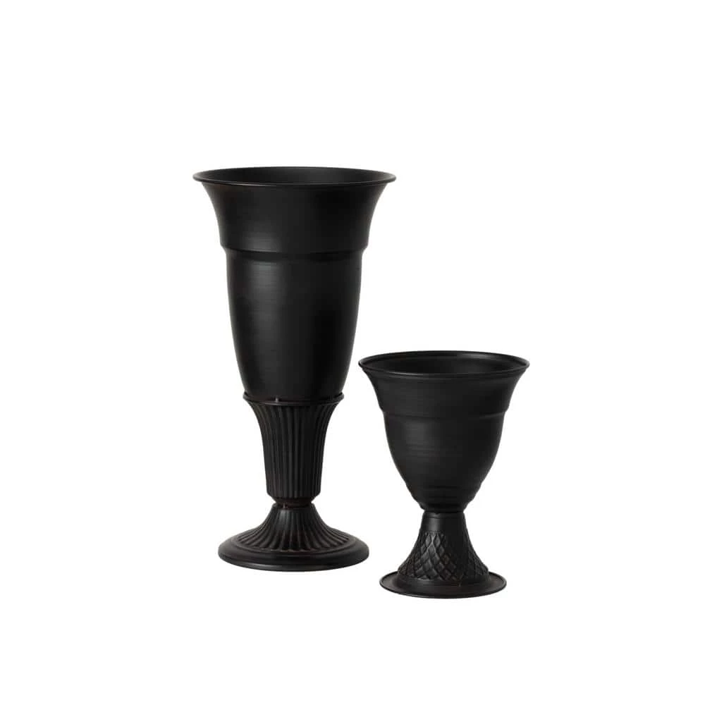 SULLIVANS Metal Black Urns (Set of 2) 4 SULLIVANS Metal Black Urns (Set of 2) - Image 2
