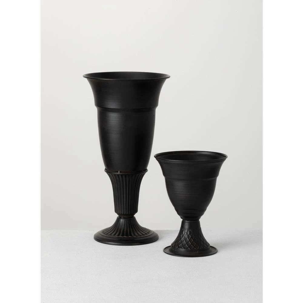 SULLIVANS Metal Black Urns (Set of 2) 3 SULLIVANS Metal Black Urns (Set of 2)