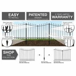 Vigoro Beaumont 40.4 in. H x 49.6 in. W Black Steel 3-Rail Fence Panel (4-Pack) 22 Vigoro Beaumont 40.4 in. H x 49.6 in. W Black Steel 3-Rail Fence Panel (4-Pack) -VIGORO Store black vigoro garden fencing 860336 4pk 4f 1000