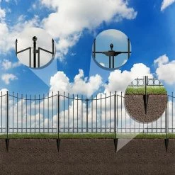 Vigoro Beaumont No Dig 40.4 in. H x 53.7 in. W Black Steel Decorative Fence Gate -VIGORO Store black vigoro garden fencing 860343 1f 1000