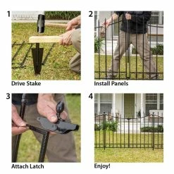 Vigoro Beaumont 53.3 in. x 3 in. x 3 in. Black Steel Fence Post and Stake (5-Pack) -VIGORO Store black vigoro garden fencing 860367 5pk fa 1000