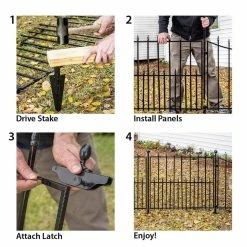 Vigoro Empire 30 in. x 36 in. Black Steel 3-Rail Fence Panel (4-Pack) 29 Vigoro Empire 30 in. x 36 in. Black Steel 3-Rail Fence Panel (4-Pack) -VIGORO Store black vigoro garden fencing 860374 4pk 31 1000