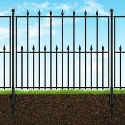 Vigoro Empire 30 in. x 36 in. Black Steel 3-Rail Fence Panel (4-Pack) 23 Vigoro Empire 30 in. x 36 in. Black Steel 3-Rail Fence Panel (4-Pack) -VIGORO Store black vigoro garden fencing 860374 4pk c3 1000