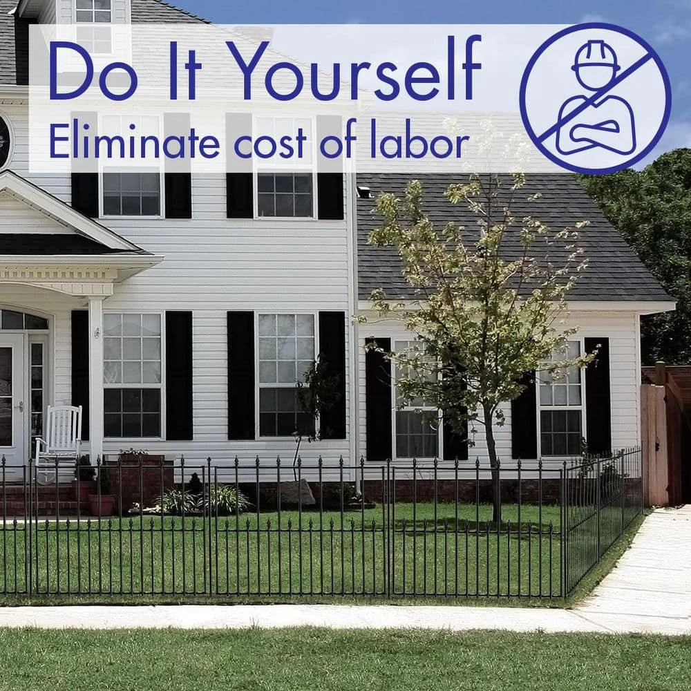 Vigoro Empire 30 in. x 36 in. Black Steel 3-Rail Fence Panel (4-Pack) 14 Vigoro Empire 30 in. x 36 in. Black Steel 3-Rail Fence Panel (4-Pack) - Image 12