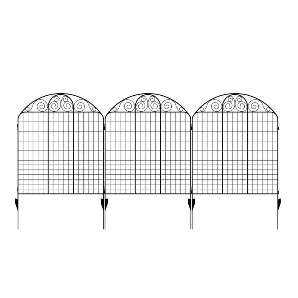 Vigoro Rockdale 43.8 in. Black Steel Fence Panel (3-Pack) 3 Vigoro Rockdale 43.8 in. Black Steel Fence Panel (3-Pack)