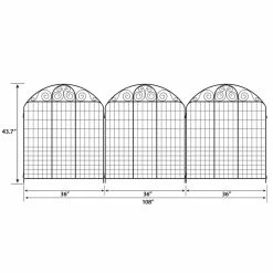 Vigoro Rockdale 43.8 in. Black Steel Fence Panel (6-Pack) -VIGORO Store black vigoro garden fencing 860404 6pk 40 1000