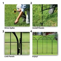 Vigoro Rockdale 43.8 in. Black Steel Fence Panel (6-Pack) -VIGORO Store black vigoro garden fencing 860404 6pk 77 1000