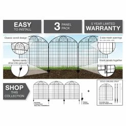 Vigoro Rockdale 43.8 in. Black Steel Fence Panel (6-Pack) -VIGORO Store black vigoro garden fencing 860404 6pk a0 1000