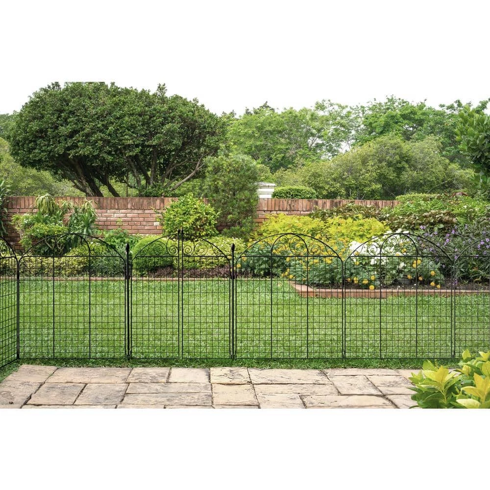Vigoro Rockdale 43.8 in. Black Steel Fence Panel (3-Pack) 4 Vigoro Rockdale 43.8 in. Black Steel Fence Panel (3-Pack) - Image 2