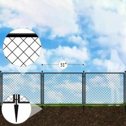 Vigoro 37.3 in. H x 51 in. W Steel Diamond Mesh Garden Fence Panel -VIGORO Store black vigoro garden fencing 860640 66 1000