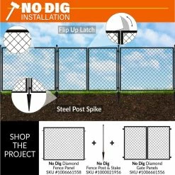 Vigoro 37.3 in. H x 51 in. W Steel Diamond Mesh Garden Fence Panel -VIGORO Store black vigoro garden fencing 860640 a0 1000