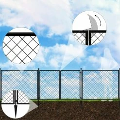 Vigoro 37.3 in. H x 50.2 in. W Steel Diamond Mesh Garden Fence Gate -VIGORO Store black vigoro garden fencing 860657 a0 1000