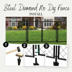 Vigoro 37.3 in. H x 50.2 in. W Steel Diamond Mesh Garden Fence Gate -VIGORO Store black vigoro garden fencing 860657 fa 1000