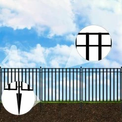 Vigoro 37.2 in. H x 42.87 in. W Steel 3-Rail Garden Fence Panel -VIGORO Store black vigoro garden fencing 860701 1d 1000