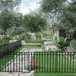 Vigoro 37.2 in. H x 55.7 in. W Steel 3-Rail Garden Fence Gate 25 Vigoro 37.2 in. H x 55.7 in. W Steel 3-Rail Garden Fence Gate -VIGORO Store black vigoro garden fencing 860718 44 1000