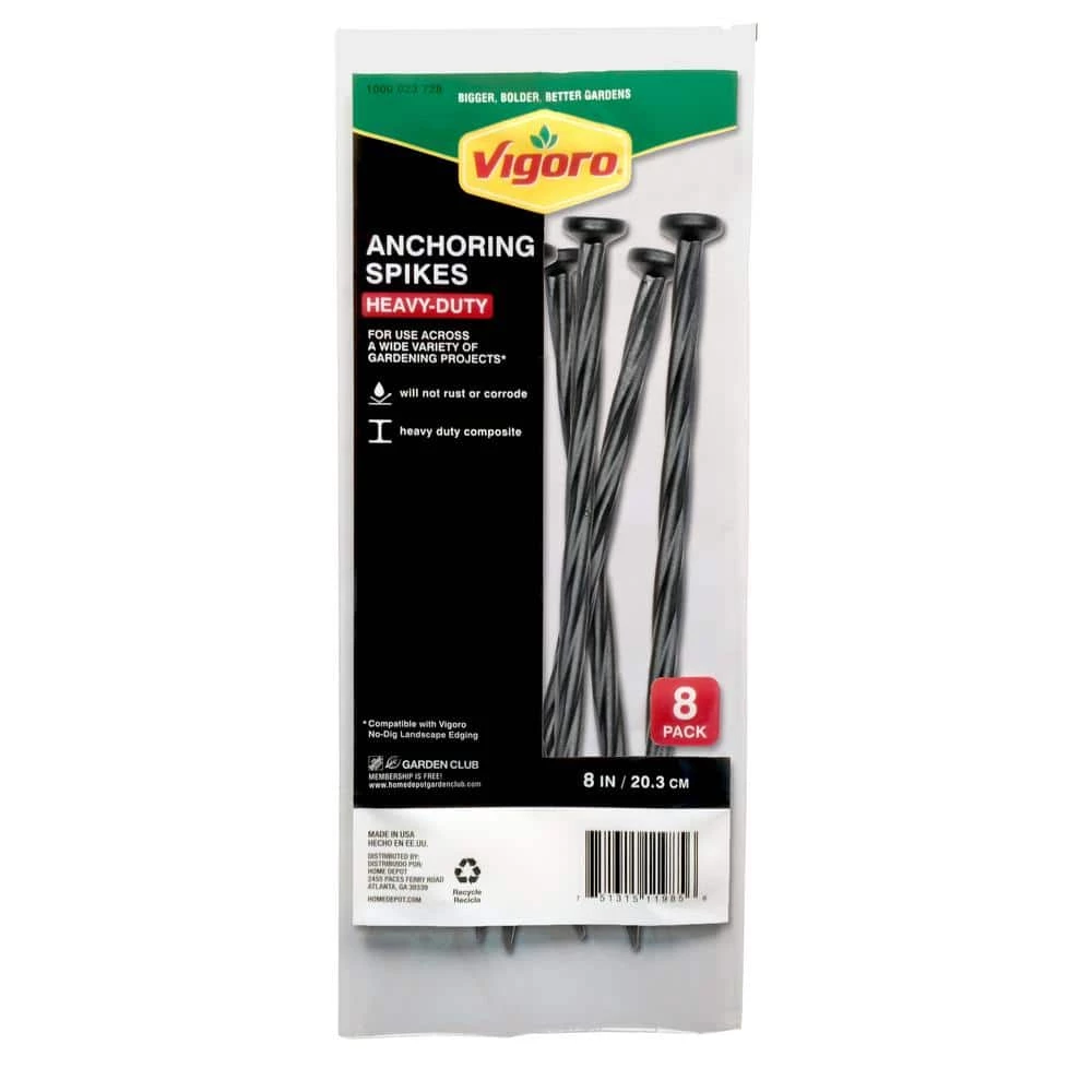 Vigoro 8 in. Black Plastic-Nylon Spiral Anchoring Spikes (8-Pack) 3 Vigoro 8 in. Black Plastic-Nylon Spiral Anchoring Spikes (8-Pack)