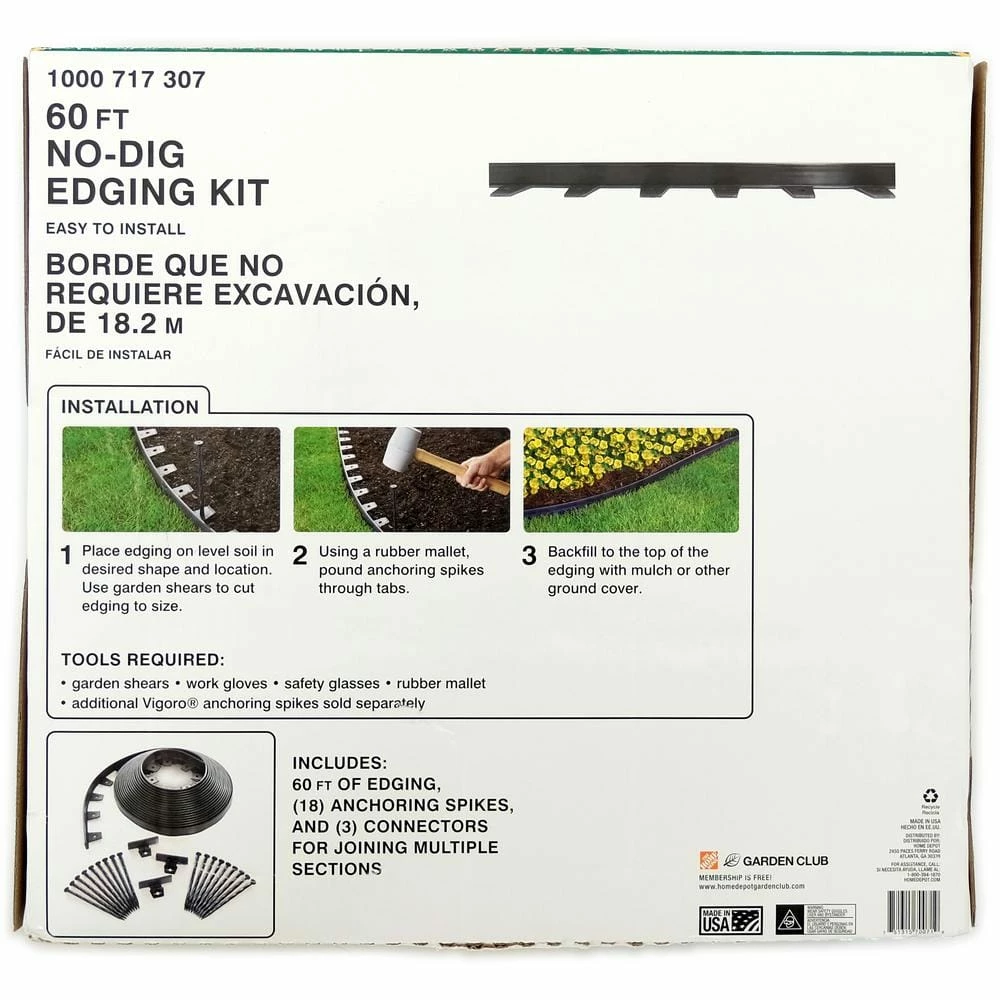 Vigoro 60 ft. No-Dig Landscape Plastic Edging Kit 5 Vigoro 60 ft. No-Dig Landscape Plastic Edging Kit - Image 3