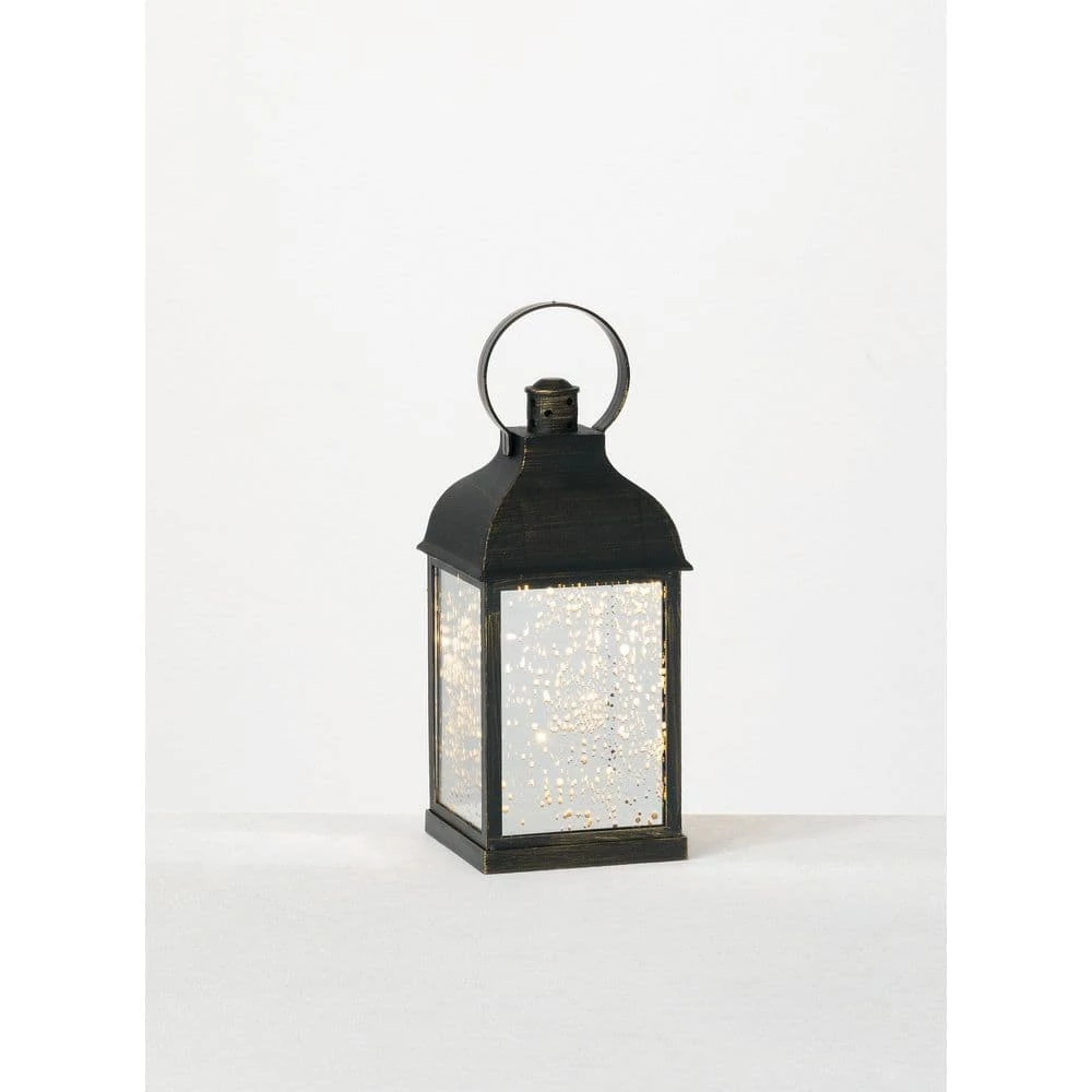 SULLIVANS 10.5 in. Black Speckled Lantern with LED Pillar Candle 3 SULLIVANS 10.5 in. Black Speckled Lantern with LED Pillar Candle