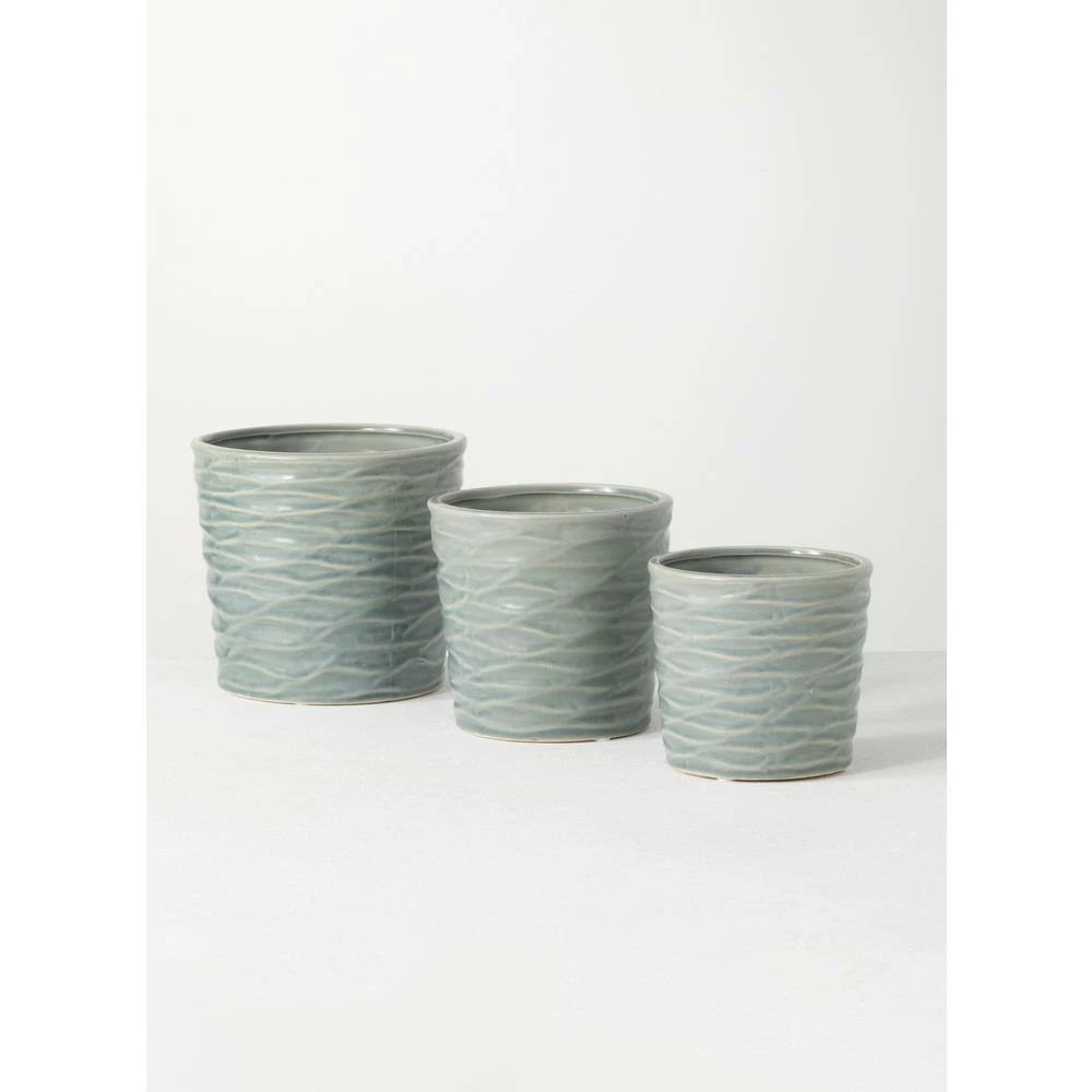 SULLIVANS Blue Ceramic Planter (Set of 3) 6 SULLIVANS Blue Ceramic Planter (Set of 3) - Image 4