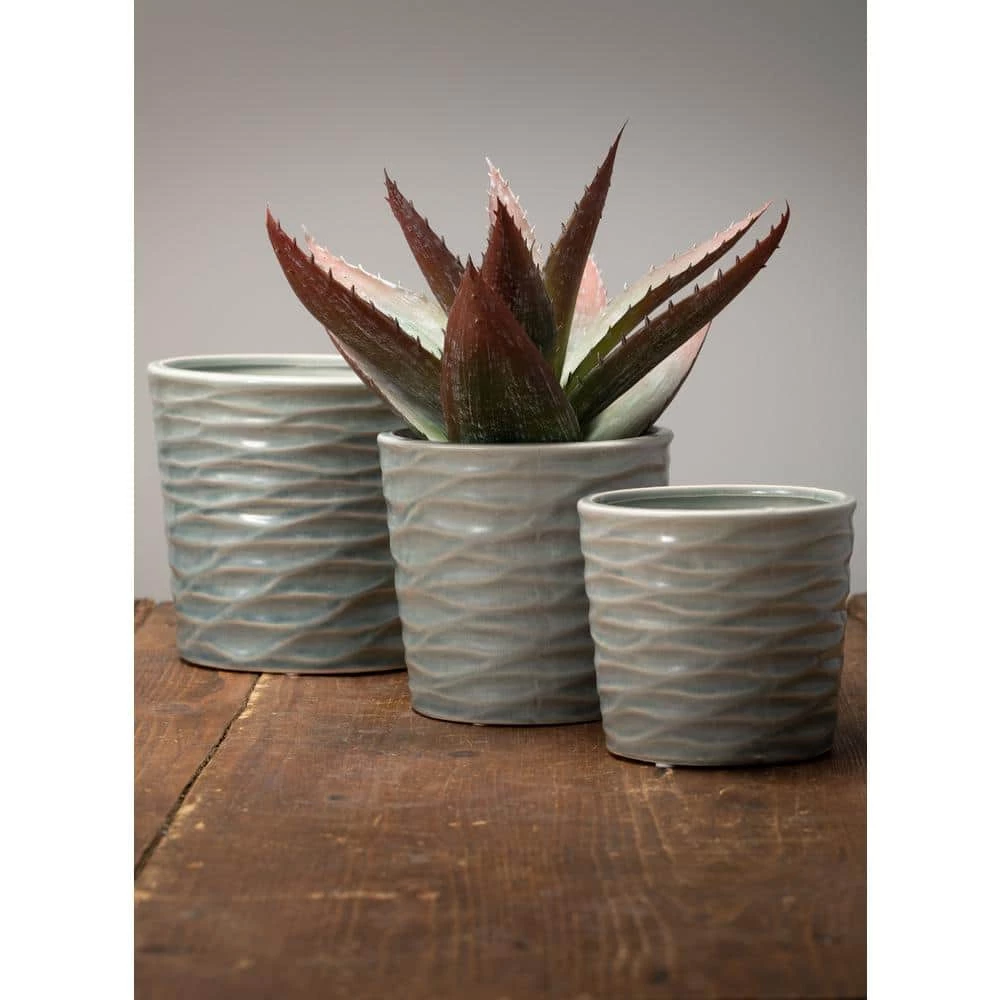 SULLIVANS Blue Ceramic Planter (Set of 3) 4 SULLIVANS Blue Ceramic Planter (Set of 3) - Image 2