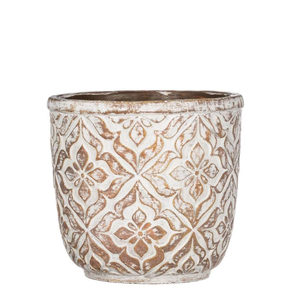 SULLIVANS Brown Cement Patterned Round Pot 3 SULLIVANS Brown Cement Patterned Round Pot