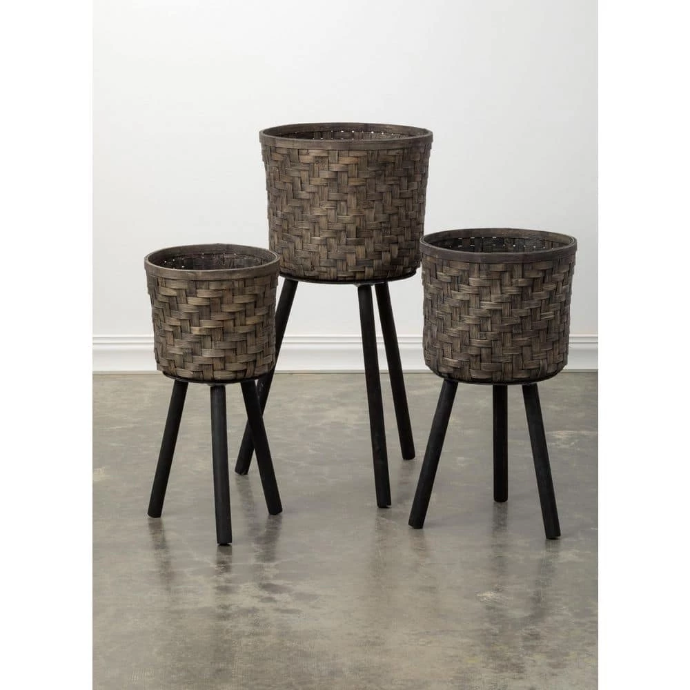 SULLIVANS Basket On Stand - Set of 3 3 SULLIVANS Basket On Stand - Set of 3