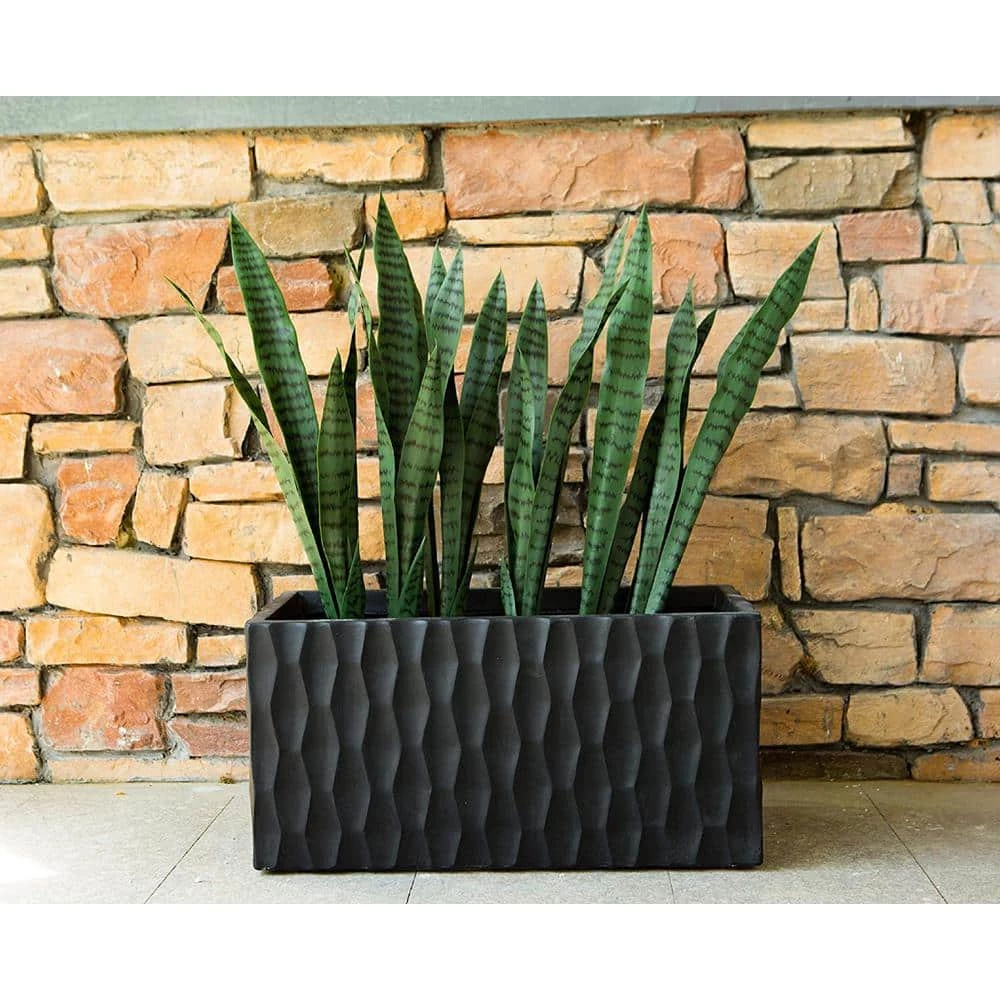 KANTE 31.5 in. L Rectangular Burnished Black Concrete/Fiberglass Indoor Outdoor Elegant Retro Planter 5 KANTE 31.5 in. L Rectangular Burnished Black Concrete/Fiberglass Indoor Outdoor Elegant Retro Planter - Image 3