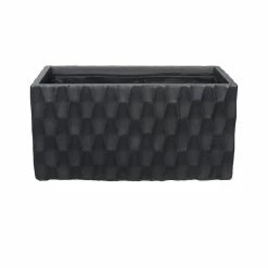 KANTE 31.5 in. L Rectangular Burnished Black Concrete/Fiberglass Indoor Outdoor Elegant Retro Planter