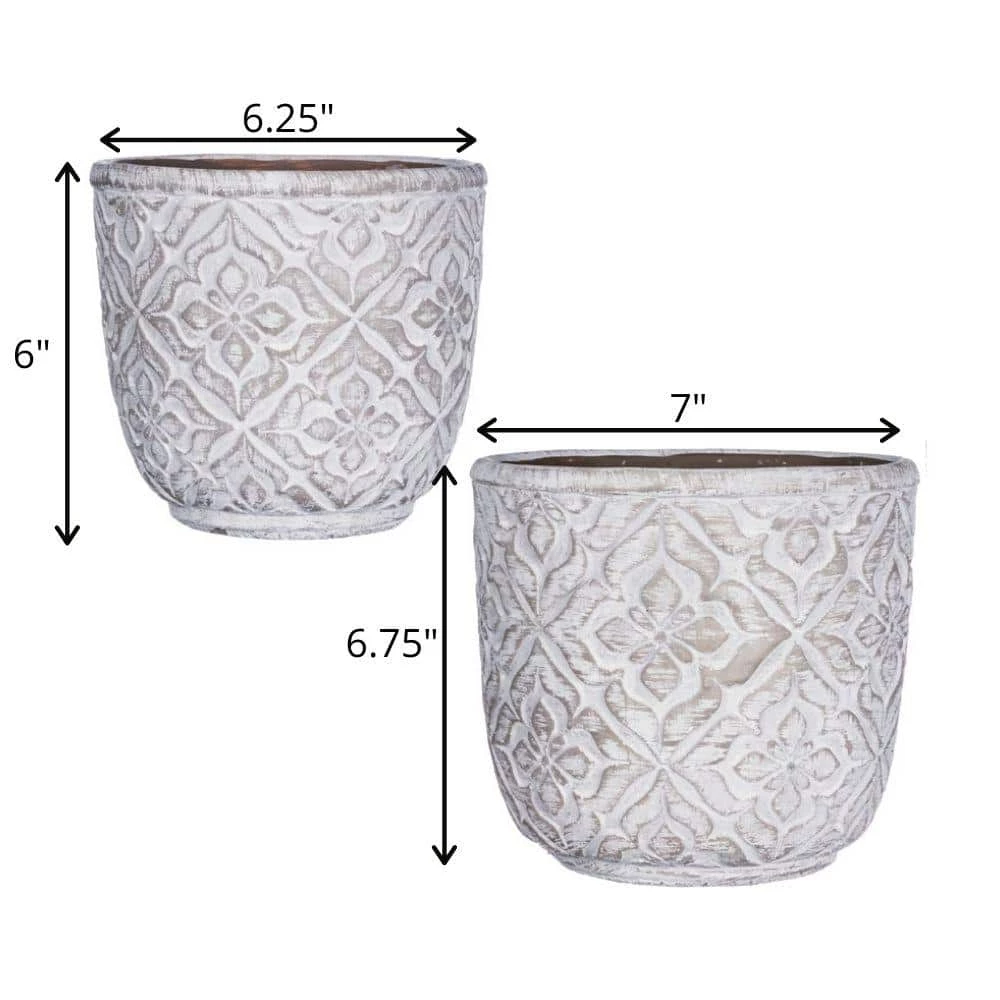 SULLIVANS Gray Cement Flower Pot (Set of 2) 4 SULLIVANS Gray Cement Flower Pot (Set of 2) - Image 2
