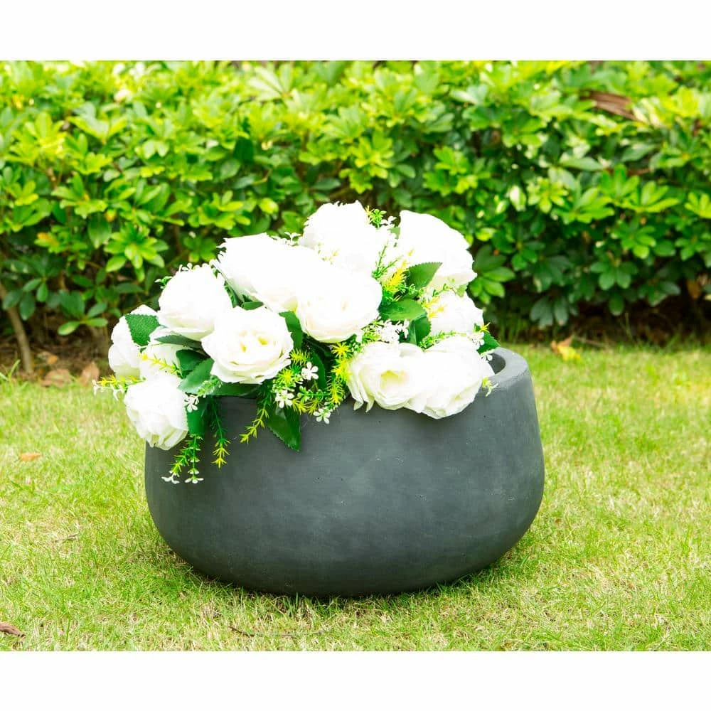 KANTE 16 in. W Round Charcoal Lightweight Concrete/Fiberglass Indoor Outdoor Elegant Bowl Planter 3 KANTE 16 in. W Round Charcoal Lightweight Concrete/Fiberglass Indoor Outdoor Elegant Bowl Planter