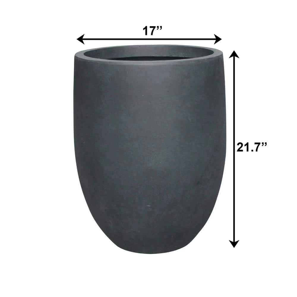 KANTE 21.7 in. H Round Charcoal Concrete/Fiberglass Indoor Outdoor Modern Tall Planter 4 KANTE 21.7 in. H Round Charcoal Concrete/Fiberglass Indoor Outdoor Modern Tall Planter - Image 2