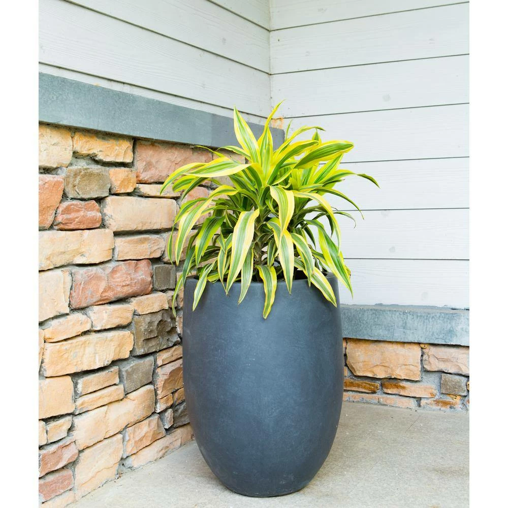 KANTE 21.7 in. H Round Charcoal Concrete/Fiberglass Indoor Outdoor Modern Tall Planter 7 KANTE 21.7 in. H Round Charcoal Concrete/Fiberglass Indoor Outdoor Modern Tall Planter - Image 5
