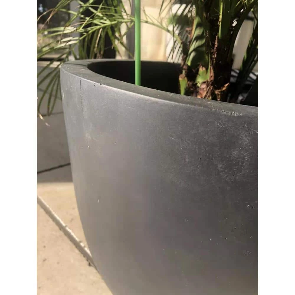 KANTE 21.7 in. H Round Charcoal Concrete/Fiberglass Indoor Outdoor Modern Tall Planter 5 KANTE 21.7 in. H Round Charcoal Concrete/Fiberglass Indoor Outdoor Modern Tall Planter - Image 3