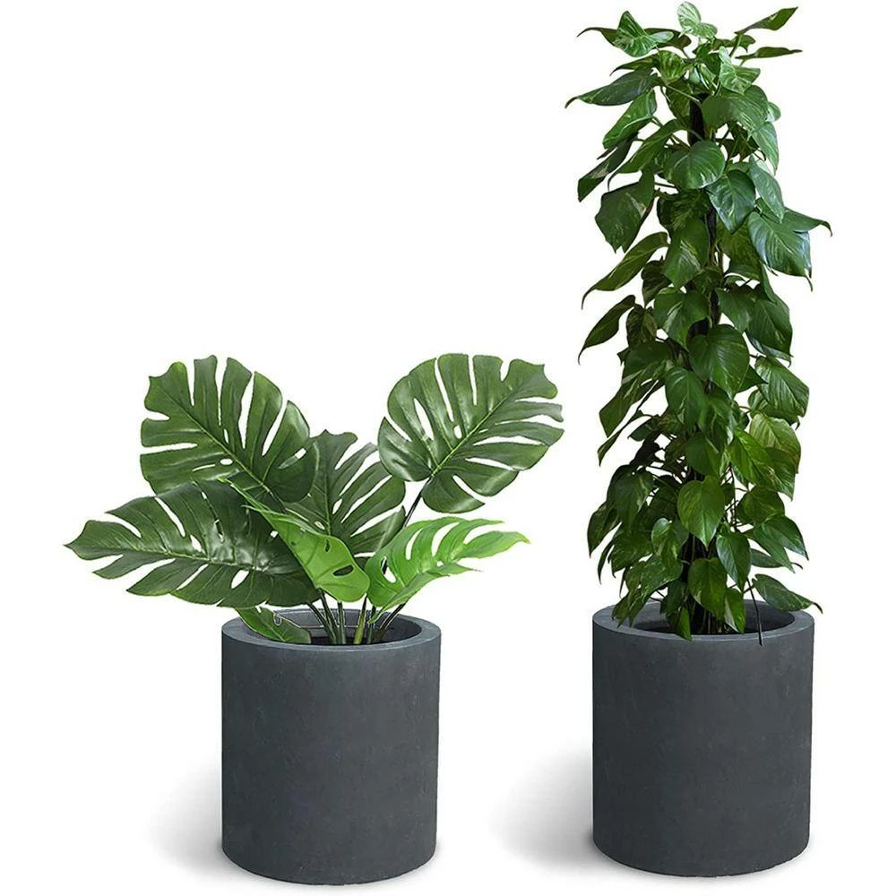 KANTE 15.8 in. x 12.9 in. and 9.8 in. W Round Charcoal Concrete/Fiberglass Indoor Outdoor Elegant Planters 5 KANTE 15.8 in. x 12.9 in. and 9.8 in. W Round Charcoal Concrete/Fiberglass Indoor Outdoor Elegant Planters - Image 3