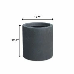 KANTE 12.9 in. W Round Charcoal Concrete/Fiberglass Indoor Outdoor Elegant Planter -VIGORO Store charcoal kante plant pots osc0119b c60121 4f 1000