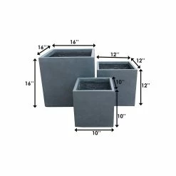 KANTE 16 in. x 12 in. and 10 in. W Square Charcoal Lightweight Concrete/Fiberglass Indoor Outdoor Elegant Planters (Set of 3) 11 KANTE 16 in. x 12 in. and 10 in. W Square Charcoal Lightweight Concrete/Fiberglass Indoor Outdoor Elegant Planters (Set of 3) -VIGORO Store charcoal kante plant pots osf0001abc c60121 44 1000