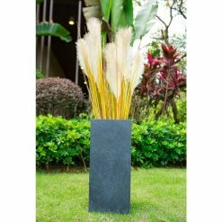KANTE 20 in. H Square Charcoal Lightweight Concrete/Fiberglass Indoor Outdoor Elegant Tall Planter 16 KANTE 20 in. H Square Charcoal Lightweight Concrete/Fiberglass Indoor Outdoor Elegant Tall Planter -VIGORO Store charcoal kante plant pots osf0002a c60121 1d 1000