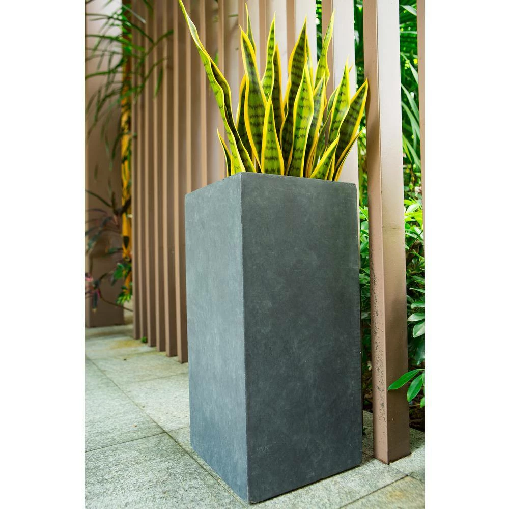 KANTE 20 in. H Square Charcoal Lightweight Concrete/Fiberglass Indoor Outdoor Elegant Tall Planter 8 KANTE 20 in. H Square Charcoal Lightweight Concrete/Fiberglass Indoor Outdoor Elegant Tall Planter - Image 6