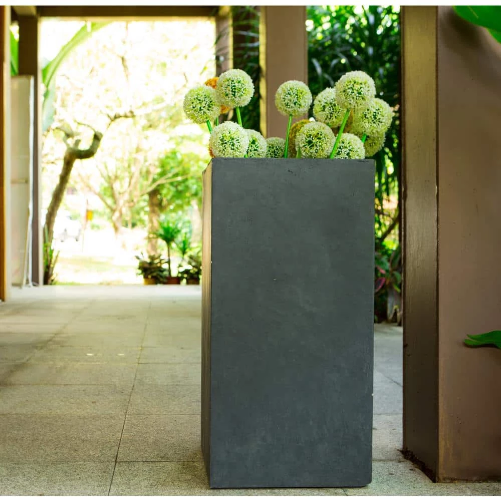 KANTE 20 in. H Square Charcoal Lightweight Concrete/Fiberglass Indoor Outdoor Elegant Tall Planter 3 KANTE 20 in. H Square Charcoal Lightweight Concrete/Fiberglass Indoor Outdoor Elegant Tall Planter
