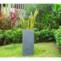 KANTE 20 in. H Square Charcoal Lightweight Concrete/Fiberglass Indoor Outdoor Elegant Tall Planter 17 KANTE 20 in. H Square Charcoal Lightweight Concrete/Fiberglass Indoor Outdoor Elegant Tall Planter -VIGORO Store charcoal kante plant pots osf0002a c60121 66 1000