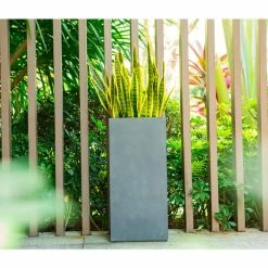 KANTE 28 in. H Square Charcoal Concrete/Fiberglass Indoor Outdoor Modern Tall Planter 24 KANTE 28 in. H Square Charcoal Concrete/Fiberglass Indoor Outdoor Modern Tall Planter -VIGORO Store charcoal kante plant pots osf0002c c60121 d4 1000