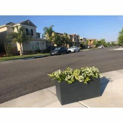 KANTE 23 in. L Rectangular Charcoal Concrete/Fiberglass Indoor Outdoor Elegant Planter -VIGORO Store charcoal kante plant pots osf0104a c60121 4f 1000