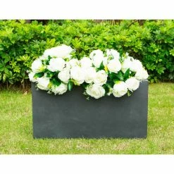 KANTE 23 in. L Rectangular Charcoal Concrete/Fiberglass Indoor Outdoor Elegant Planter -VIGORO Store charcoal kante plant pots osf0104a c60121 76 1000